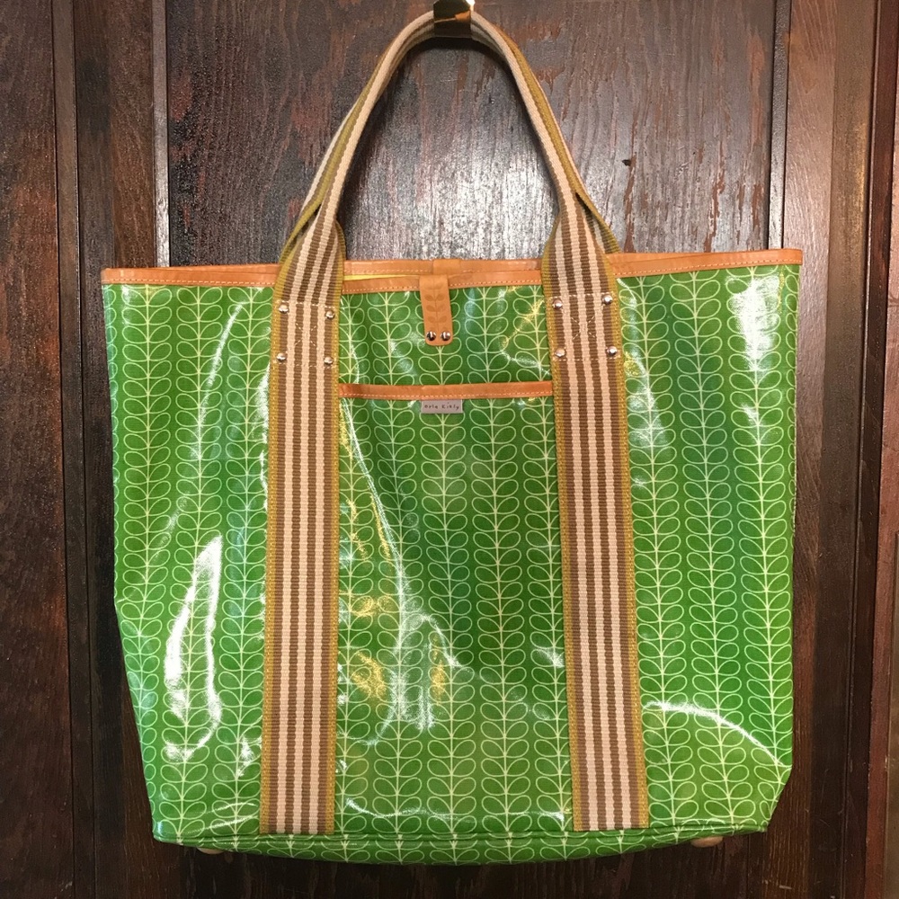 Oral Kiely London Large Tote Bag Stem Green